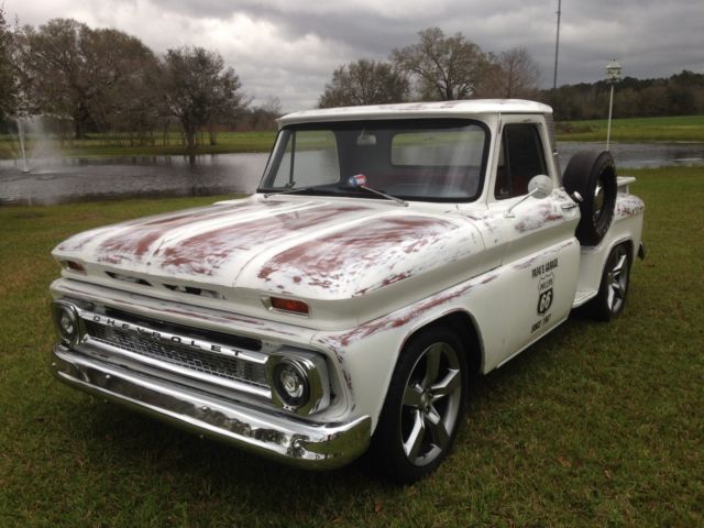 Chevy Custom Stepside pickup truck vintage garage shop look Sweet show truck 1966 Chevrolet C-10 Custom