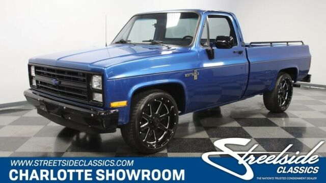 classic vintage black blue chevy sbc c10 22 inch wheels Pioneer square body 1986 Chevrolet C-10 Scottsdale