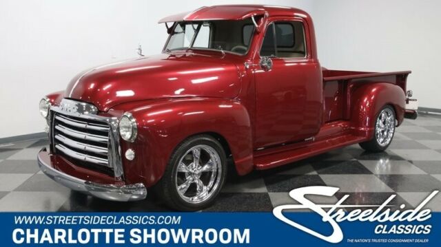 classic vintage chrome 3 window 3100 burgundy tan leather Edelbrock Dakota digit 1953 GMC 3100 3 Window