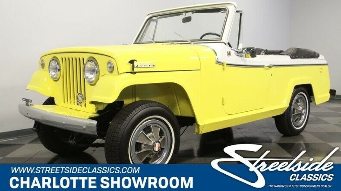 classic vintage chrome 4 wheel drive 2 tone paint vinyl interior 1967 Jeep Jeepster 4x4