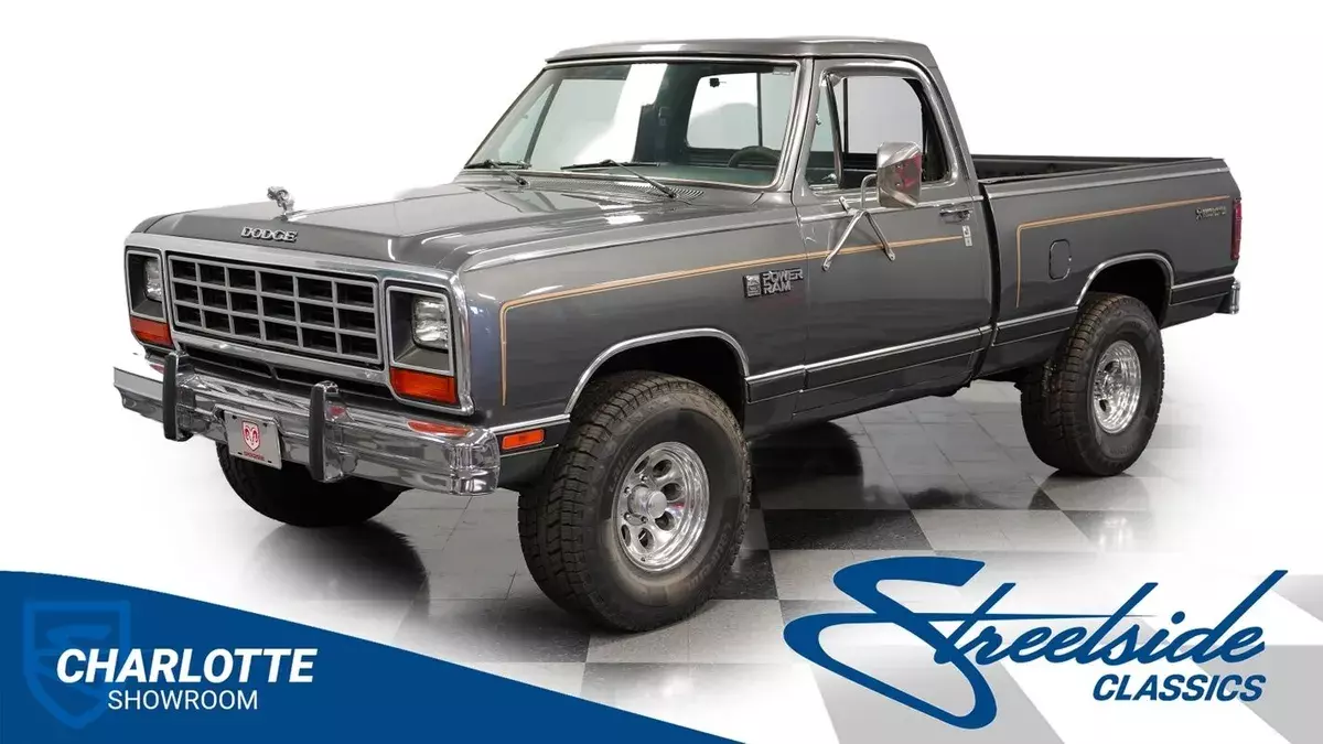 classic vintage chrome 4wd wheel drive off road manual transmission short bed tr 1985 Dodge D100 Prospector 4x4 Power Ram