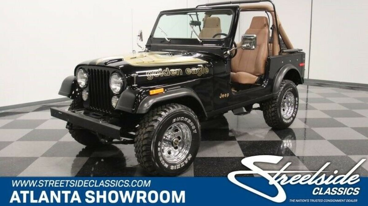 classic vintage chrome 4x4 cj7 golden eagle 304 v8 manual transmission black 1977 Jeep CJ Golden Eagle Tribute