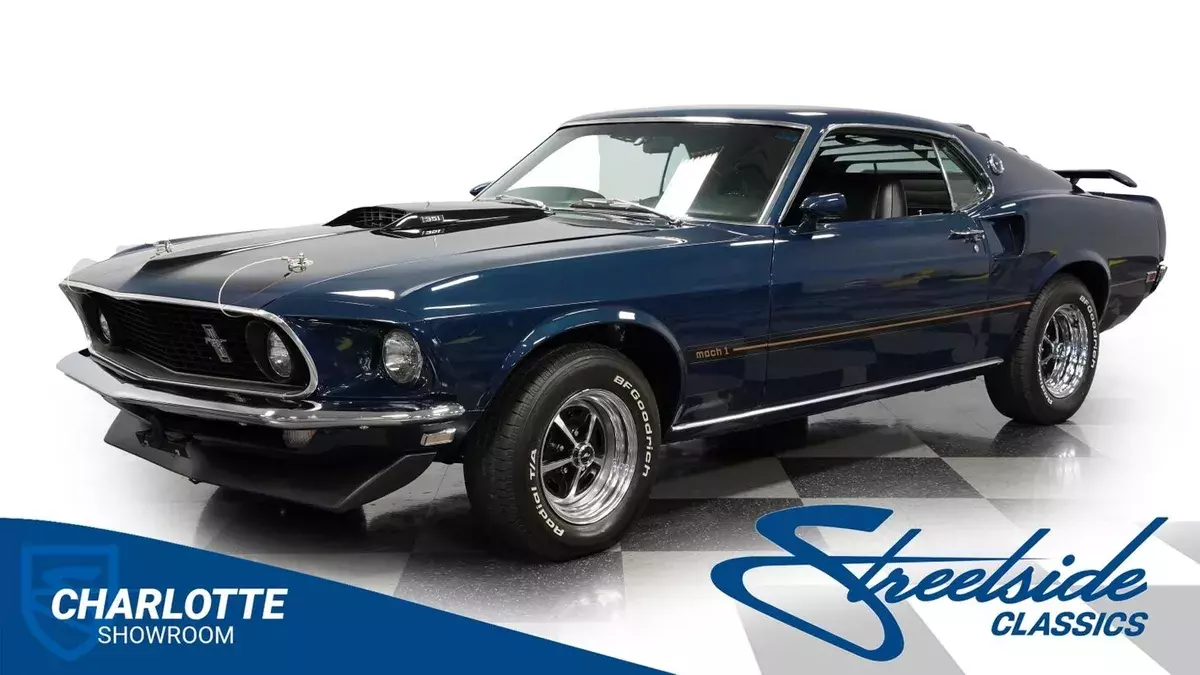 classic vintage chrome American muscle sports car Stang Pony automatic transmiss 1969 Ford Mustang Mach 1