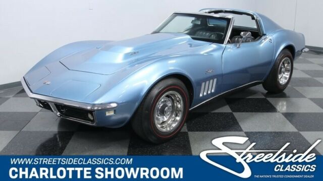 classic vintage chrome bbc blue black vinyl t top Chevy c3 Vette restored 1968 Chevrolet Corvette 427 Tri-Power
