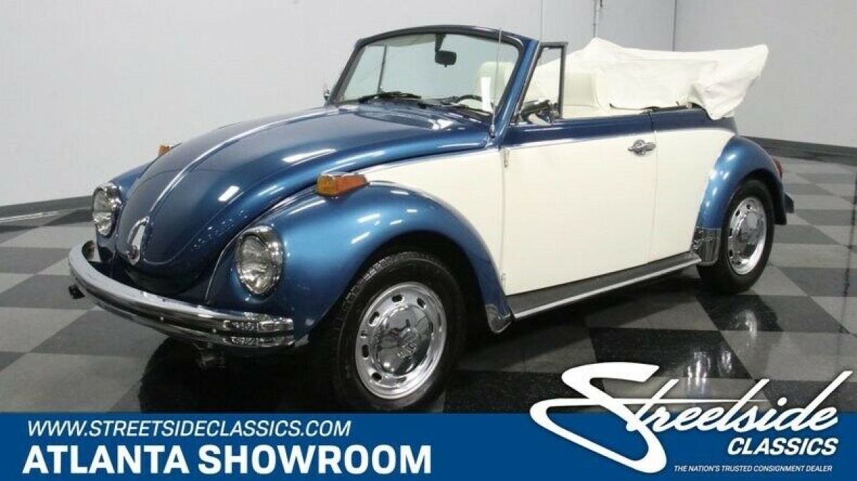 classic vintage chrome beetle bug vw convertible 1300cc 4-speed manual blue whit 1971 Volkswagen Beetle-New Convertible