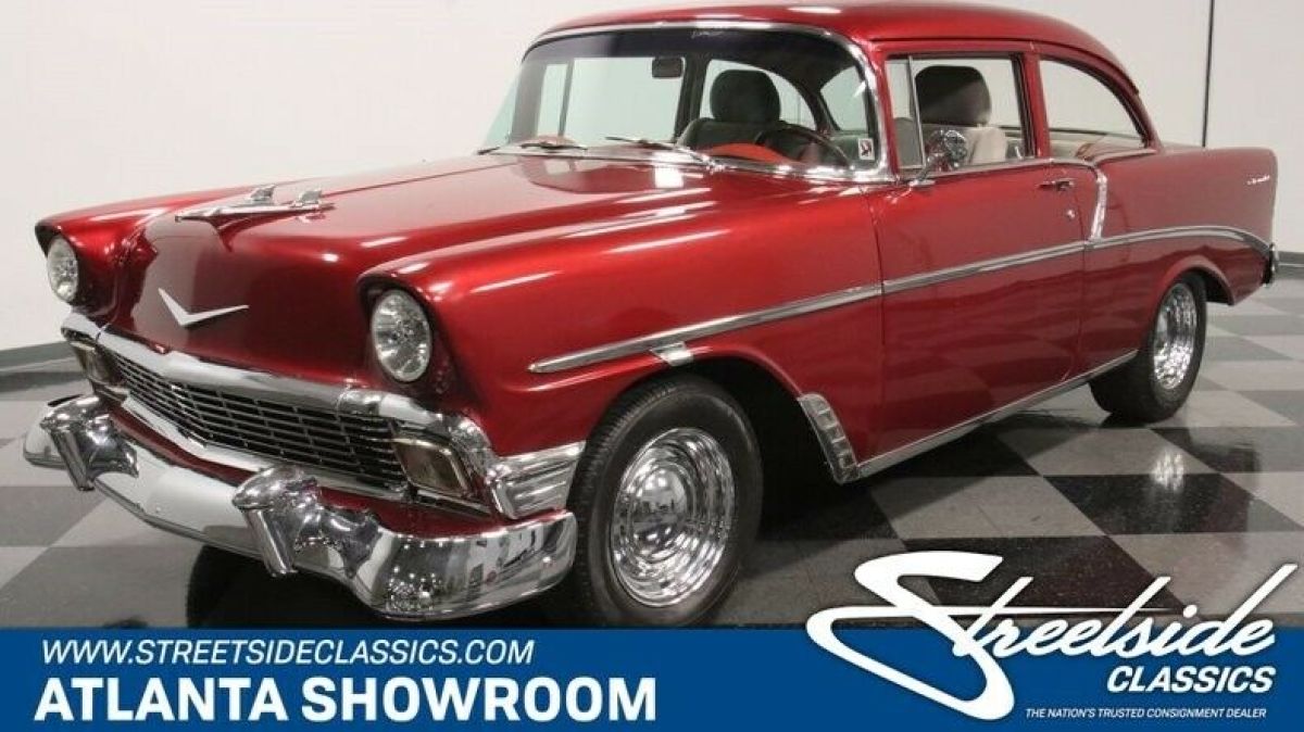 classic vintage chrome chevy 210 350 v8 4-speed auto transmission maroon 1956 Chevrolet Bel Air/150/210