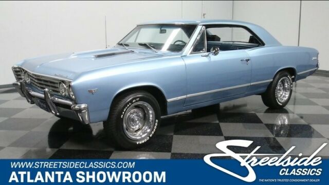 classic vintage chrome chevy 327 v8 700r4 transmission flowmasters blue 1967 Chevrolet Chevelle Malibu