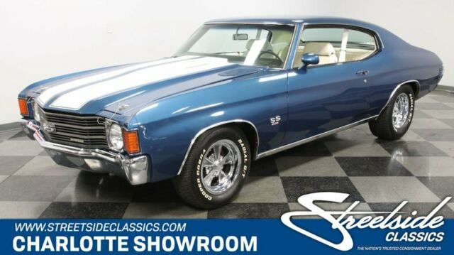 classic vintage chrome chevy blue white stripes console fuel injection automatic 1972 Chevrolet Chevelle SS Tribute