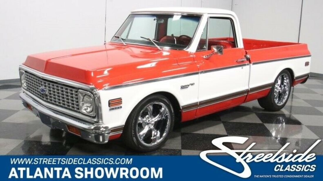 classic vintage chrome chevy c10 pickup 396 big block v8 auto transmission red 1972 Chevrolet C-10