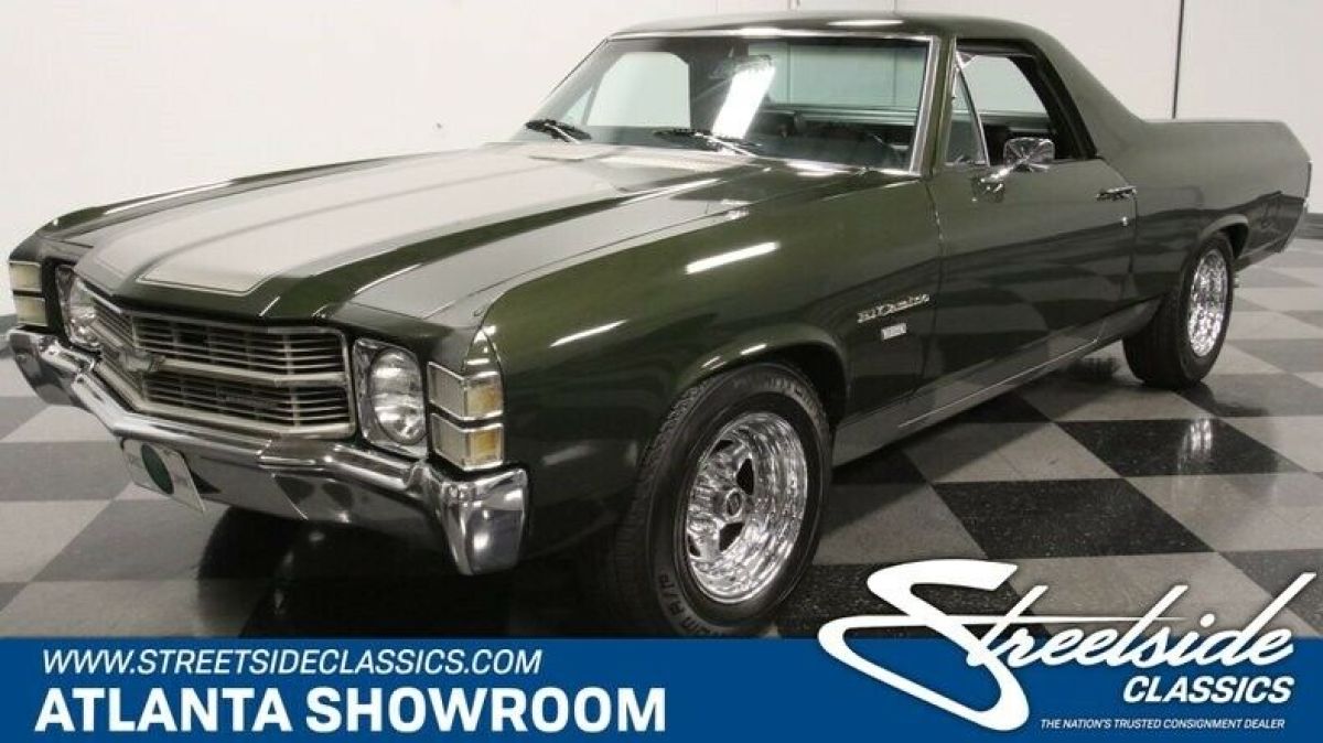 classic vintage chrome chevy el camino 307 v8 auto transmission green 1971 Chevrolet El Camino
