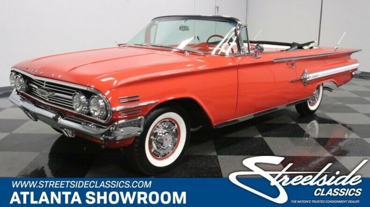 classic vintage chrome chevy impala convertible 283 v8 auto transmission red 1960 Chevrolet Impala Convertible