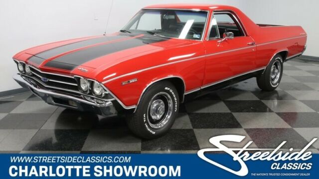 classic vintage chrome chevy sbc automatic red black stripes Edelbrock 1969 Chevrolet El Camino --