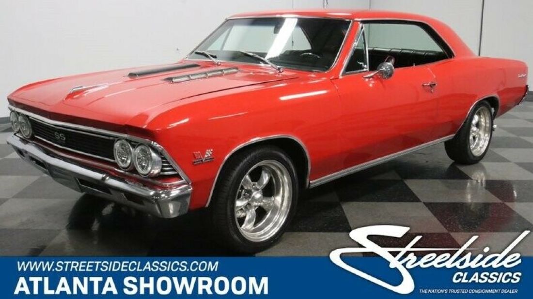 classic vintage chrome chevy ss 402 v8 4-speed manual transmission red 1966 Chevrolet Chevelle SS
