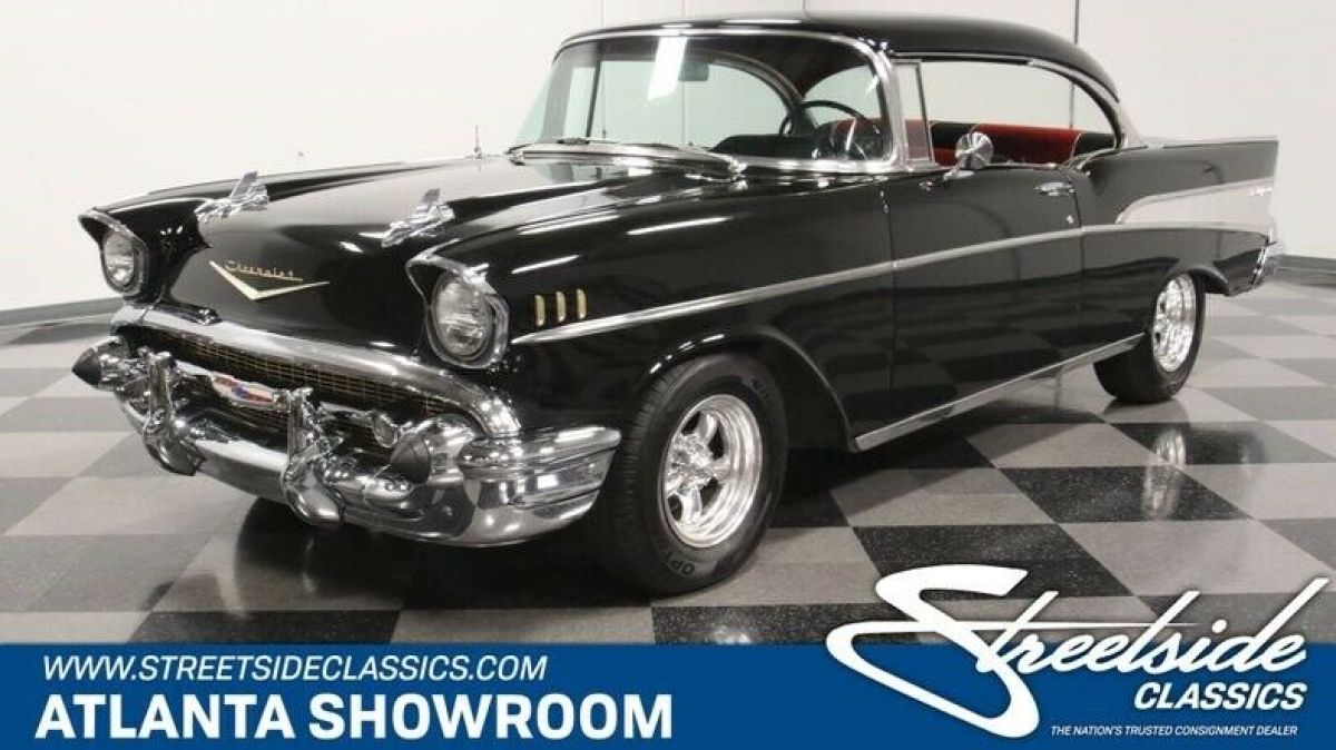 classic vintage chrome chevy tri-five 383 v8 5-speed manual transmission black 1957 Chevrolet Bel Air/150/210