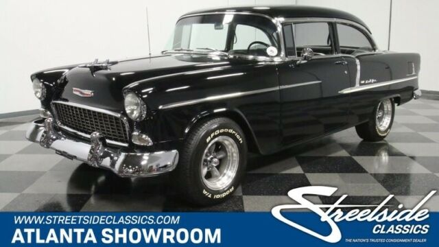 classic vintage chrome chevy tri five restomod 210 350 v8 manual trans black 1955 Chevrolet Bel Air/150/210 Restomod