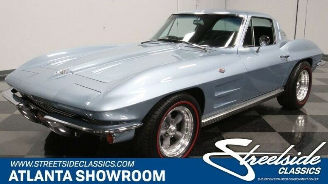 classic vintage chrome chevy vette 327 l76 v8 manual trans silver blue metallic 1964 Chevrolet Corvette