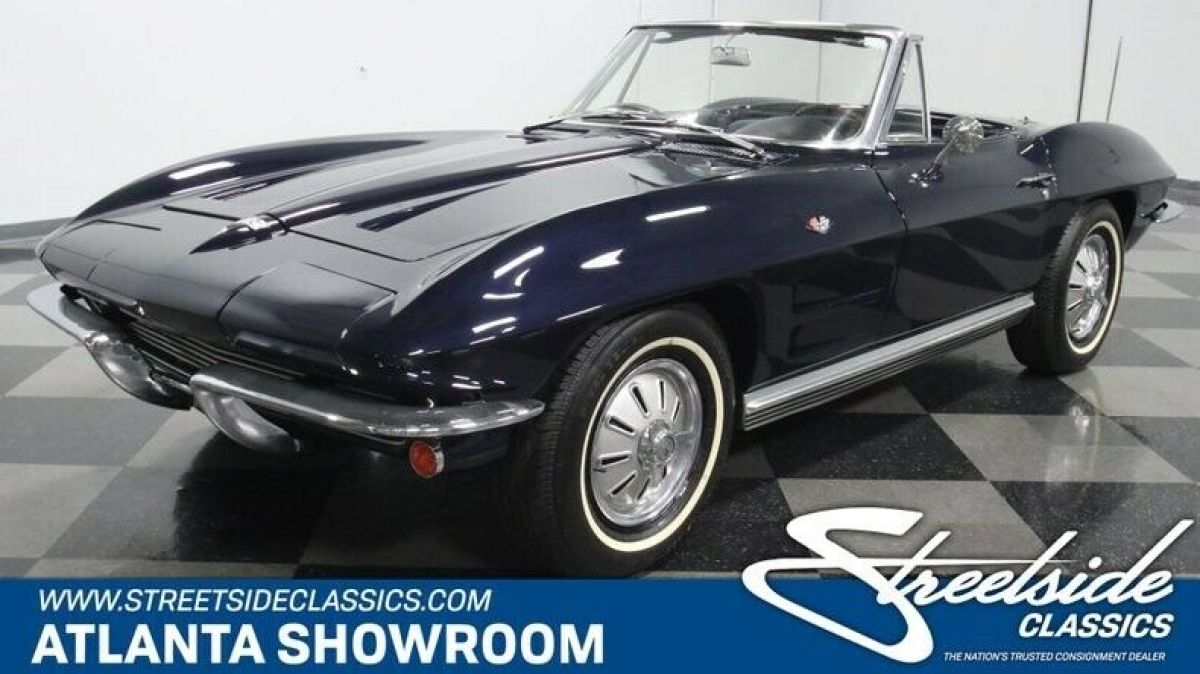 classic vintage chrome chevy vette l76 convertible 327 v8 4-speed manual blue 1964 Chevrolet Corvette L76 Convertible