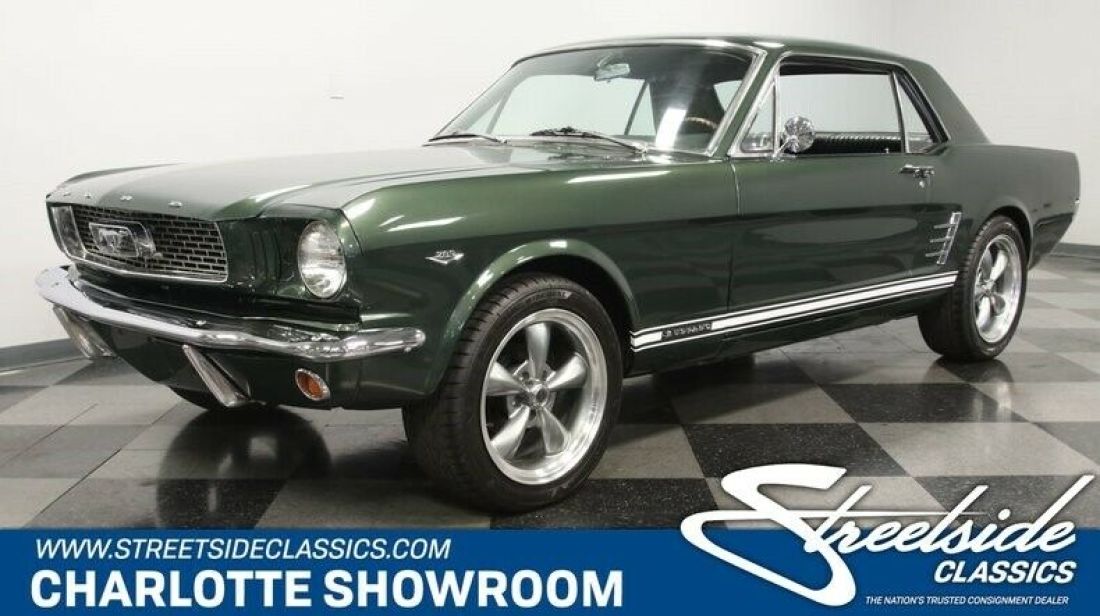 classic vintage chrome coupe Stang muscle pony car vinyl interior 1966 Ford Mustang