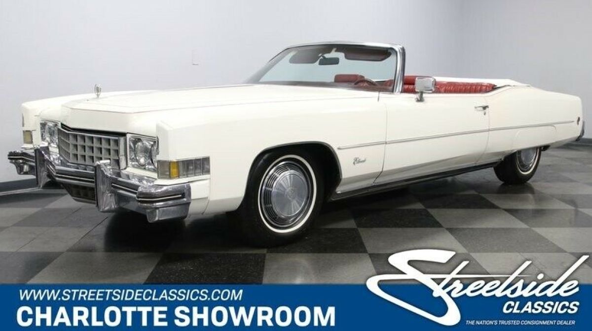 classic vintage chrome drop rag top Caddy American luxury 1973 Cadillac Fleetwood Eldorado Convertible