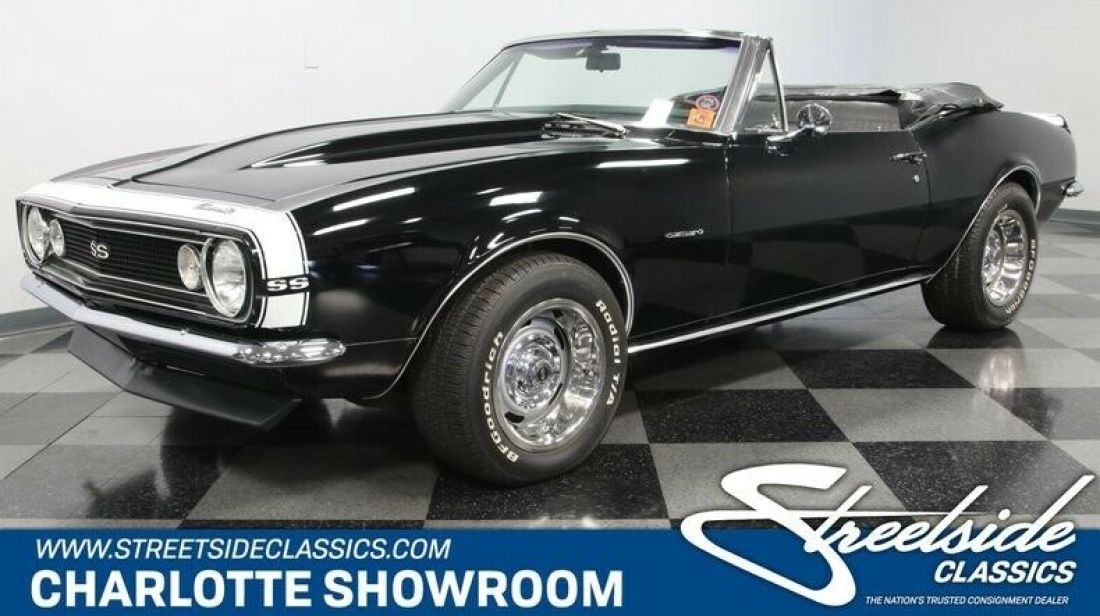 classic vintage chrome drop rag top Chevy 1st gen SBC manual transmission muscle 1967 Chevrolet Camaro SS Tribute Convertible