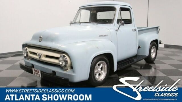 classic vintage chrome fomoco 283 v8 3-speed manual trans blue 1953 Ford F-100