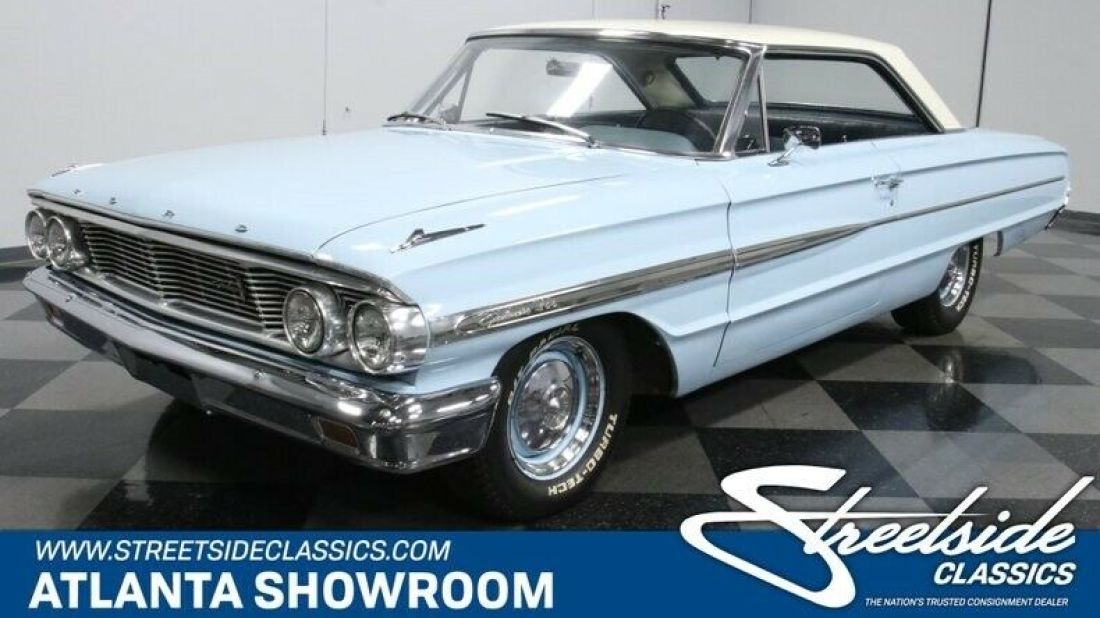 classic vintage chrome fomoco 500 fastback 352 v8 auto transmission skylight blu 1964 Ford Galaxie 500 Fastback