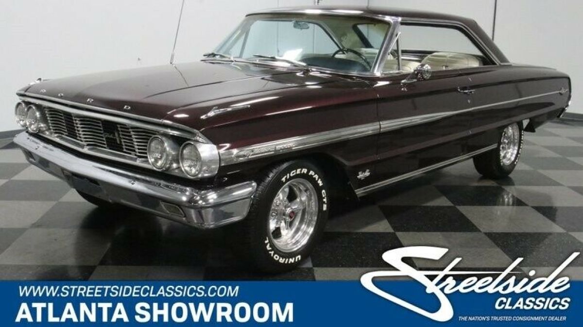 classic vintage chrome fomoco 500 xl 390 v8 3-speed auto transmission burgundy 1964 Ford Galaxie 500 XL