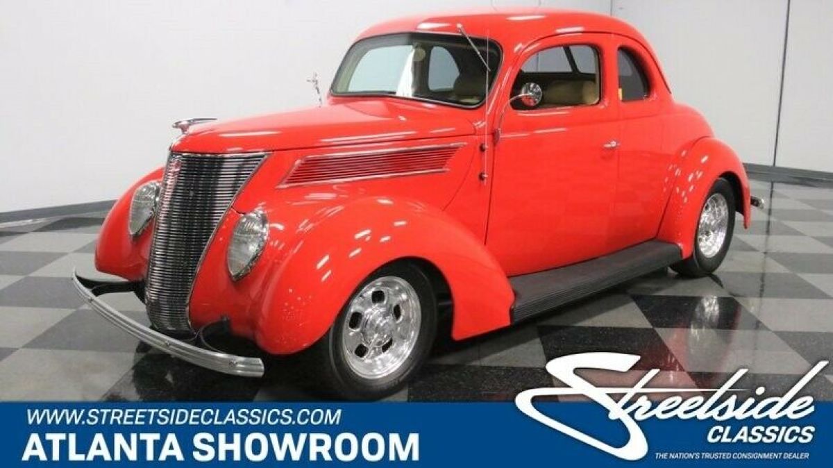 classic vintage chrome fomoco coupe 327 v8 4-speed auto transmission red 1937 Ford Other
