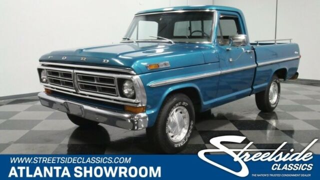classic vintage chrome fomoco f100 302 v8 3-speed auto transmission teal 1972 Ford F-100 --