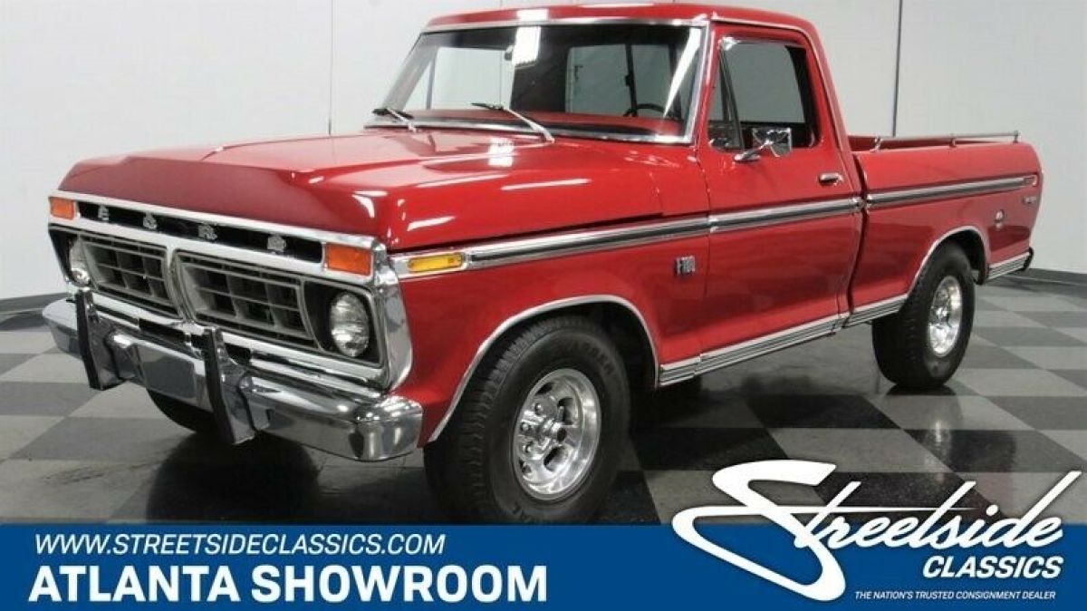 classic vintage chrome fomoco f100 390 v8 auto transmission candy apple red 1976 Ford F-100
