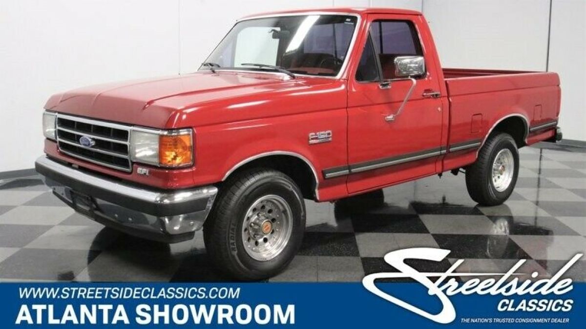 classic vintage chrome fomoco f150 xlt 5.0 v8 auto transmission red 1991 Ford F-150 XLT Lariat