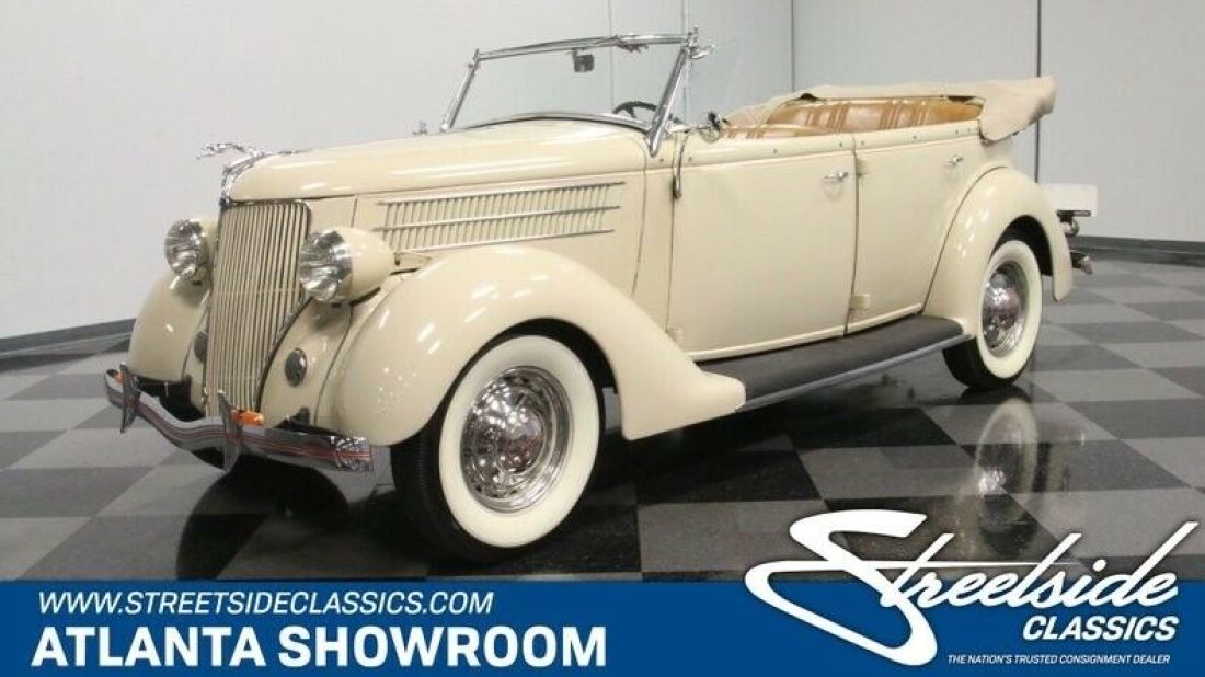 classic vintage chrome fomoco flathead v8 manual transmission creme 1936 Ford Phaeton
