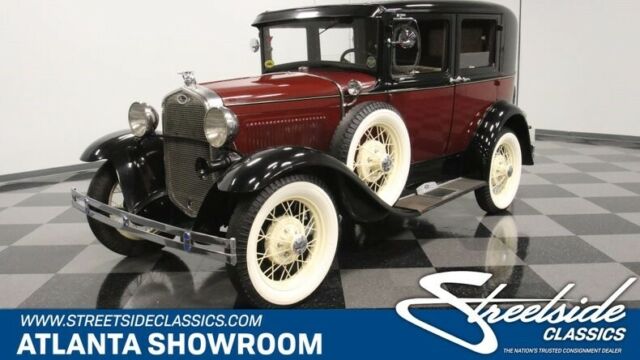 classic vintage chrome fomoco model a flat head manual transmission burgundy 1930 Ford Model A Sedan