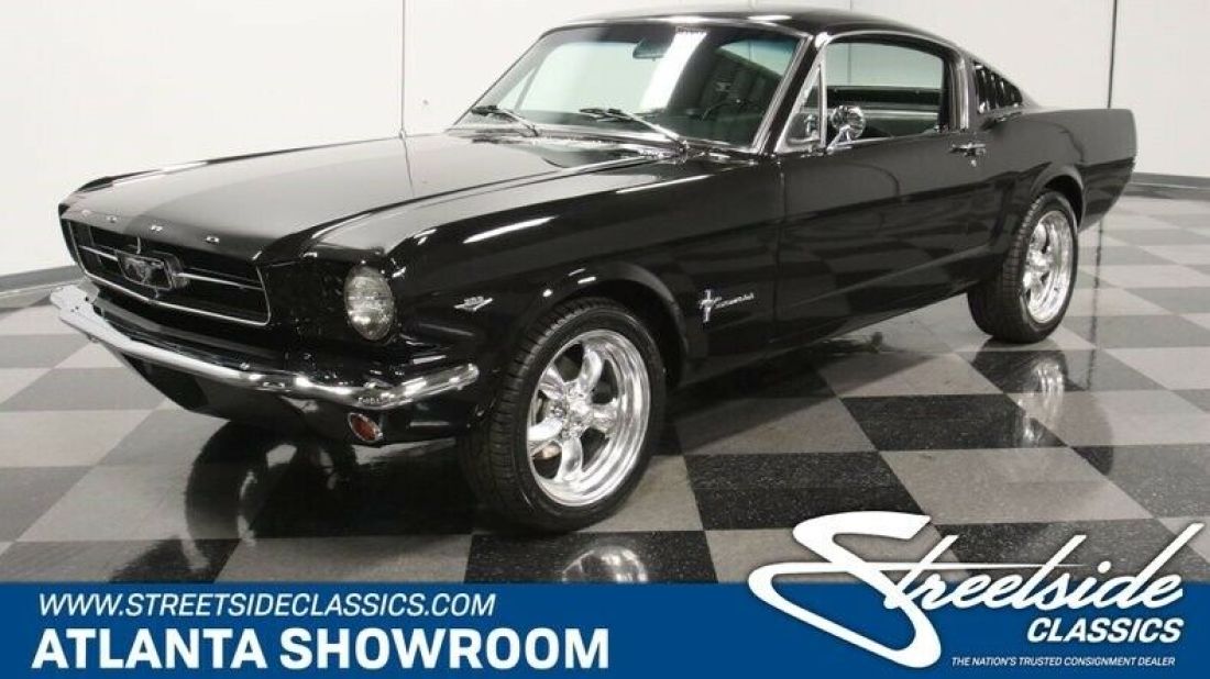 classic vintage chrome fomoco pony car 289 v8 auto transmission black 1965 Ford Mustang Fastback