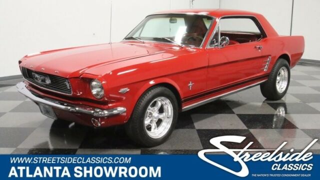 classic vintage chrome fomoco pony car stang 289 v8 auto transmission red 1966 Ford Mustang --