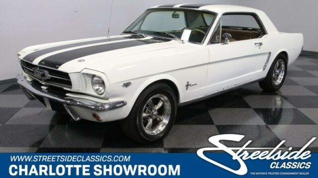 classic vintage chrome fomoco stang white saddle vinyl black stripes MSD Kenwood 1965 Ford Mustang --