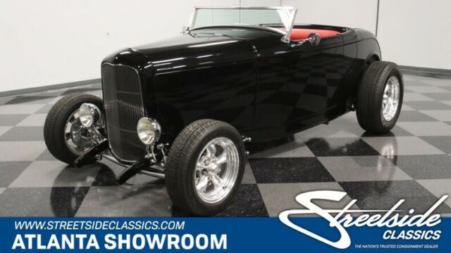 classic vintage chrome fomoco steel body 350 v8 auto transmission black 1932 Ford Roadster --