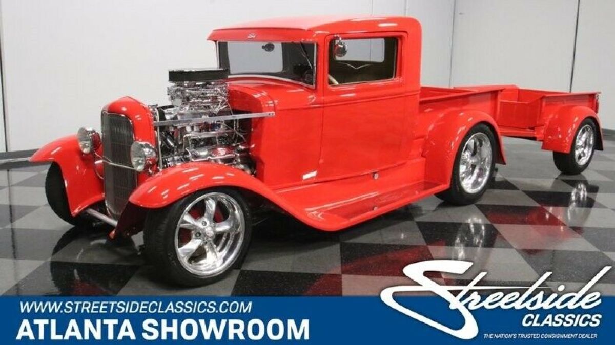 classic vintage chrome fomoco streetrod 434 v8 5-speed manual transmission red 1930 Ford Other Pickups Streetrod