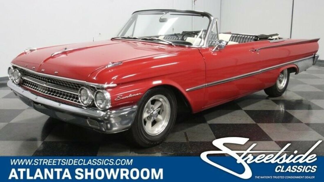 classic vintage chrome fomoco sunliner convertible 352 v8 auto transmission red 1961 Ford Galaxie Sunliner Convertible