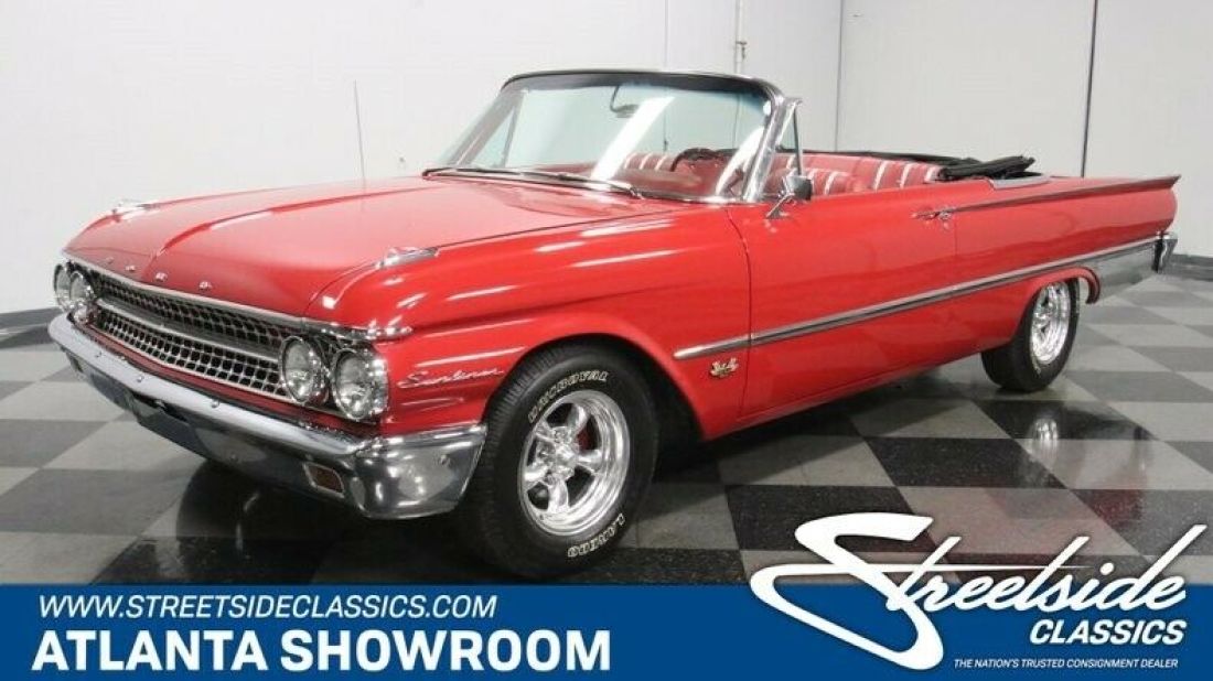 classic vintage chrome fomoco sunliner convertible 460 v8 auto transmission red 1961 Ford Galaxie Sunliner Convertible