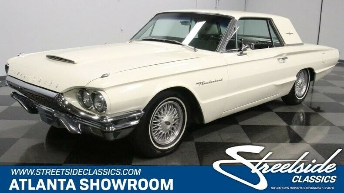 classic vintage chrome fomoco t-bird 390 v8 3-speed auto transmission white 1964 Ford Thunderbird