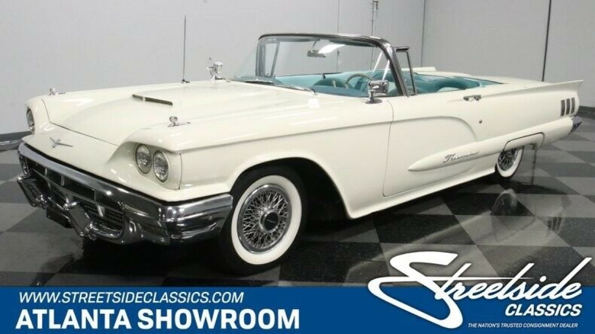 classic vintage chrome fomoco tbird convertible 352 v8 auto transmission white 1960 Ford Thunderbird Convertible