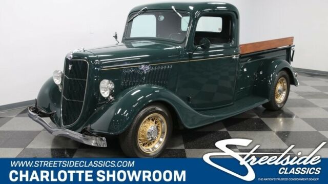 classic vintage chrome green tan wire wheels black vinyl interior wooden bed 1935 Ford Other Pickups --
