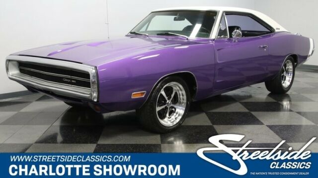 classic vintage chrome High Impact Color Plum Crazy black vinyl American Racing 1970 Dodge Charger 440