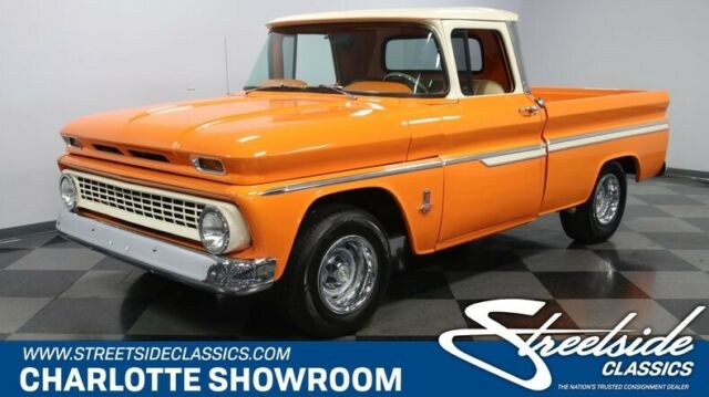 classic vintage chrome lowered restored sbc 2 tone orange tan beige chevy truck 1964 Chevrolet C-10 Custom