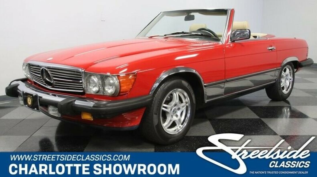 classic vintage chrome Merc German luxury sports car 1989 Mercedes-Benz SL-Class