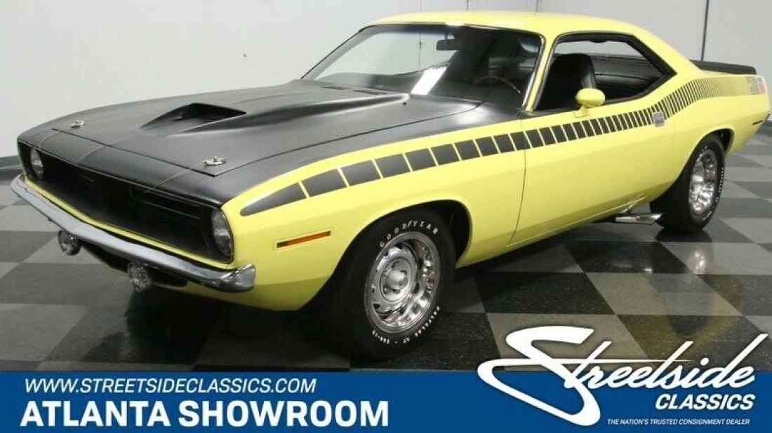 classic vintage chrome mopar aar cuda 340 v8 3-speed auto transmission lemon 1970 Plymouth AAR Cuda
