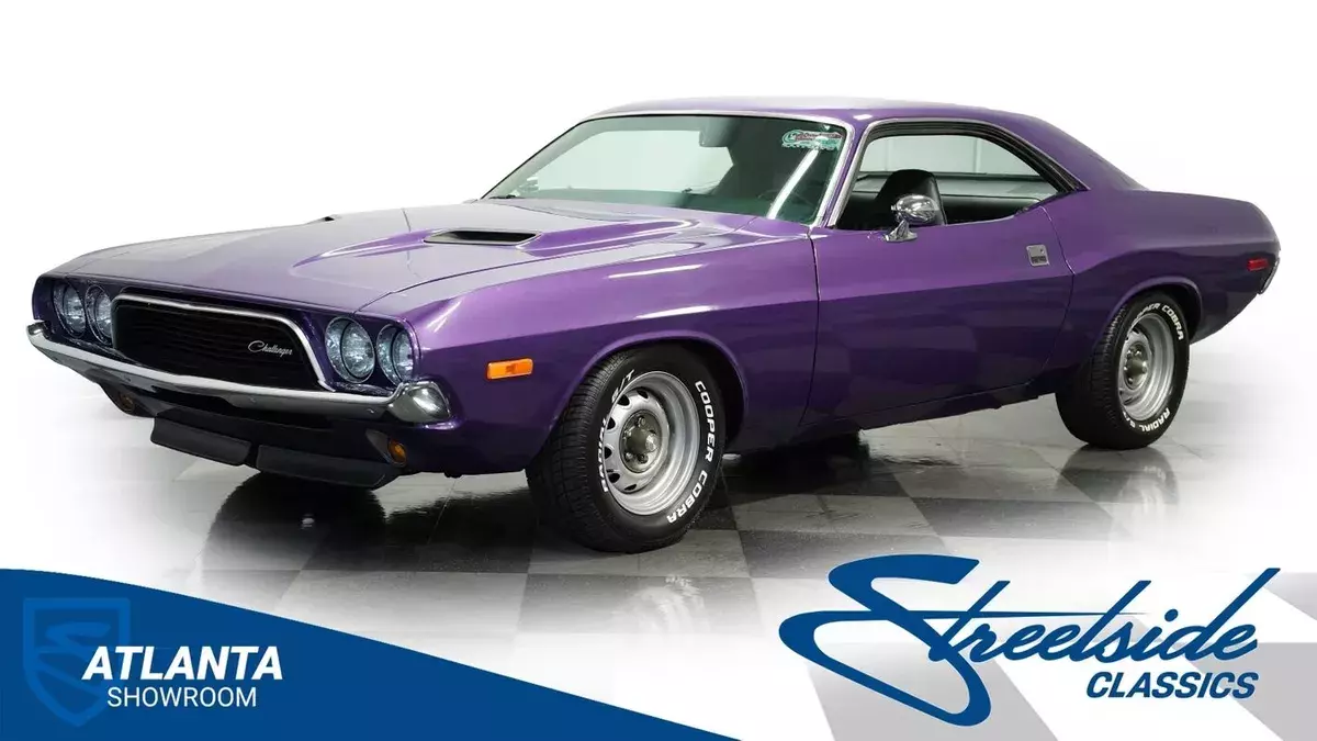 classic vintage chrome mopar challenger 340 v8 manual transmission plum crazy 1973 Dodge Challenger