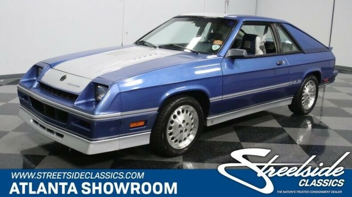 classic vintage chrome mopar shelby turbo 2.2 liter 5-speed manual blue 1986 Dodge Charger Shelby