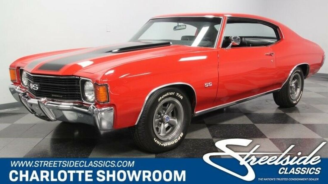 classic vintage chrome muscle car chevy bbc red black vinyl stripes 1972 Chevrolet Chevelle SS Tribute